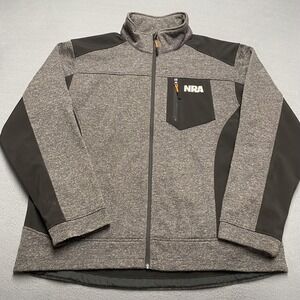 NRA‎ Jacket Mens 2XL Gray Black Full Zip Softshell Fleece Lined Chest Pocket